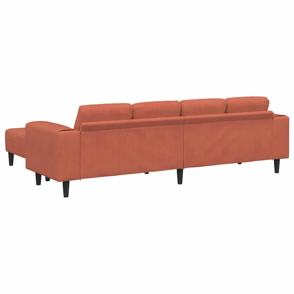 Fabric Sofa with Cushion Red Orange 208 cm Corduroy fabric